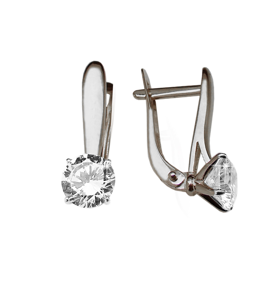 Серьги из серебра с фианитами