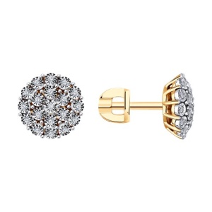 серьги из комбинированного золота с бриллиантами