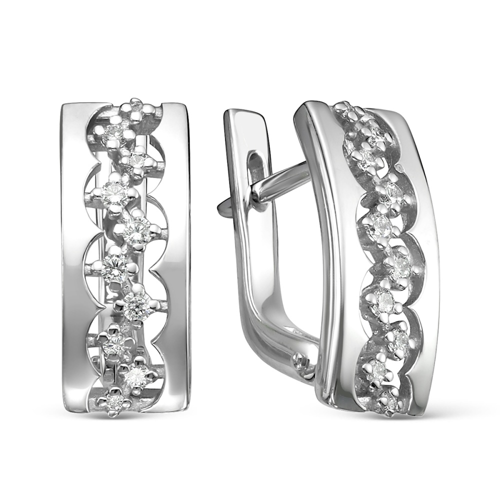 Серьги из серебра с фианитами