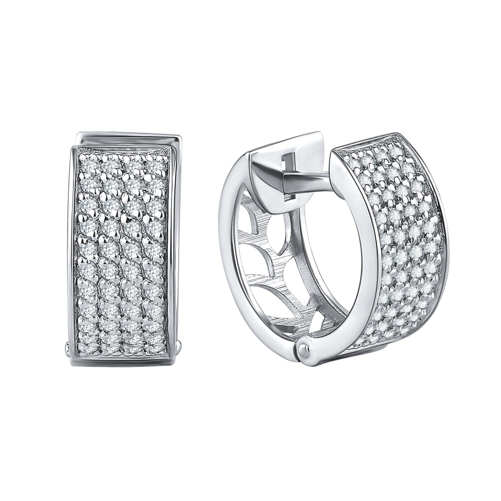 Серьги из серебра с фианитами