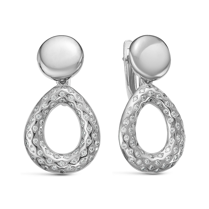 Серьги из серебра с фианитами
