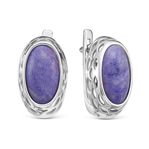 Серьги из серебра с чароитом