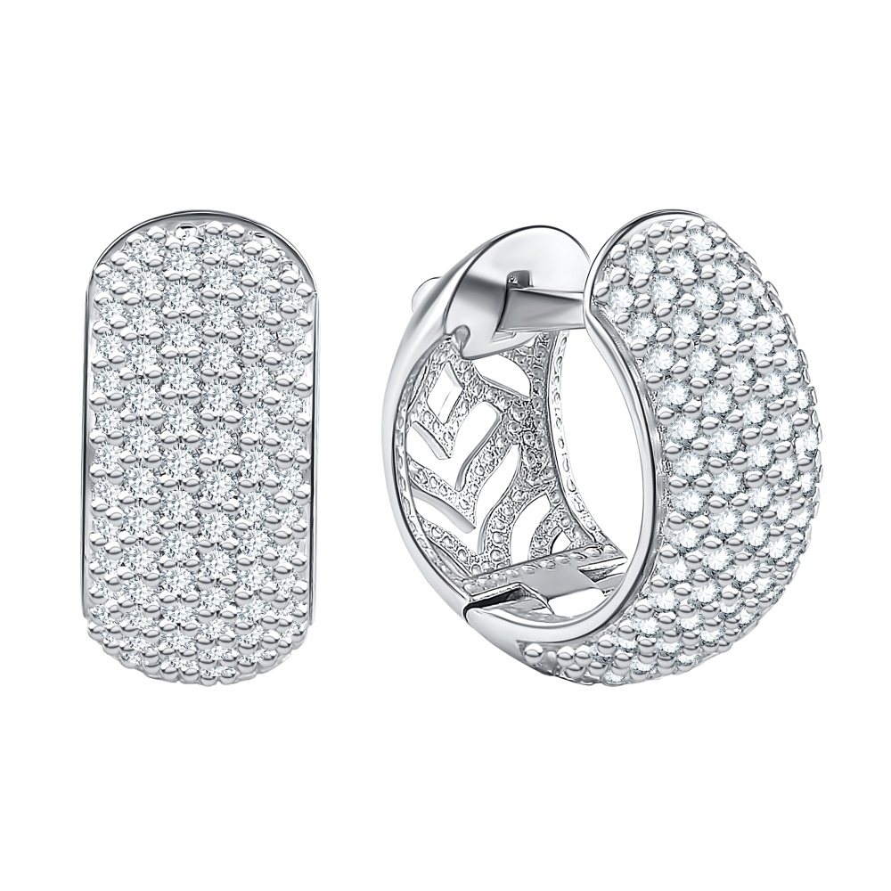 Серьги из серебра с фианитами