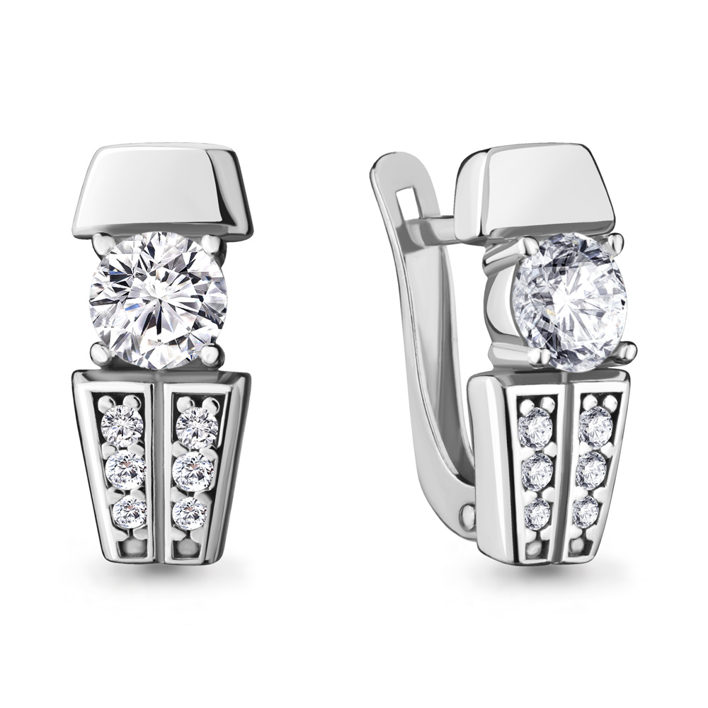 Серьги из серебра с фианитами