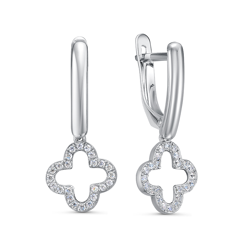Серьги из серебра с фианитами