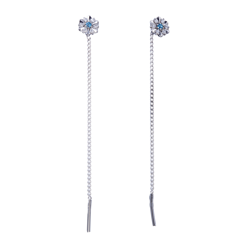 Серьги-продевки из серебра с фианитами