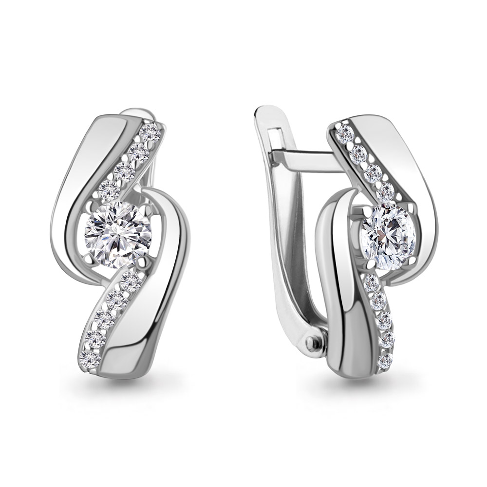 Серьги из серебра с фианитами