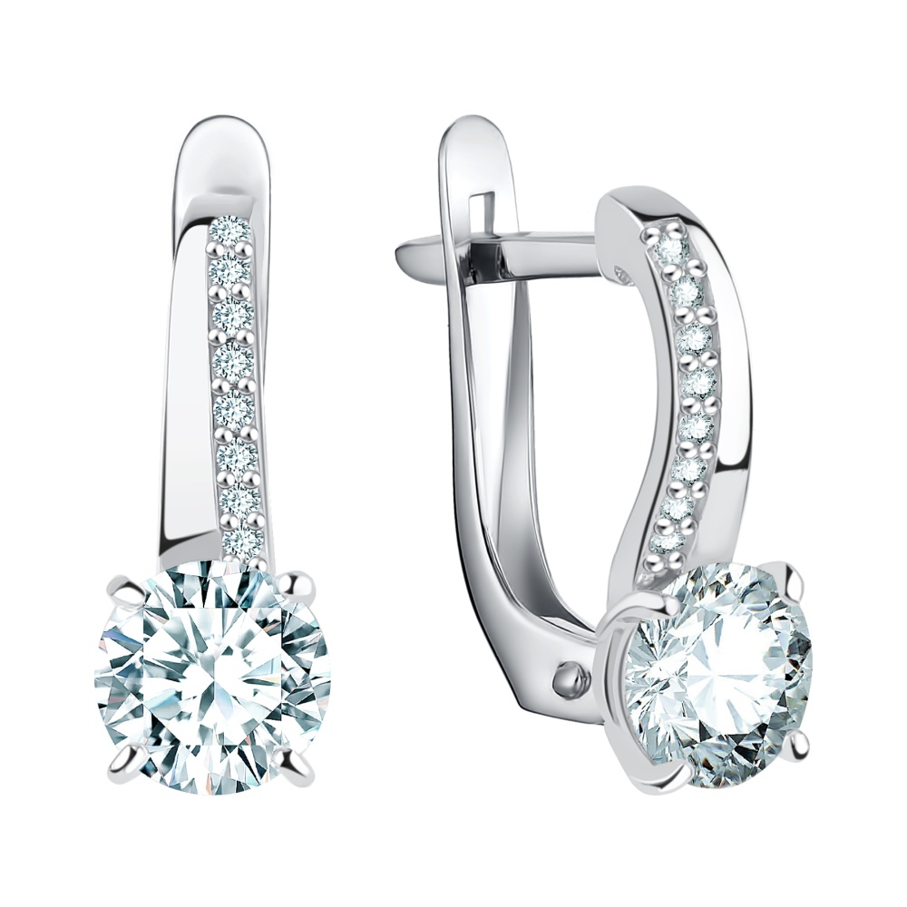 Серьги из серебра с фианитами
