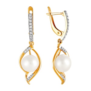 Серьги из золота с жемчугом и фианитами