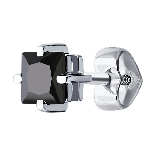 серьга из белого золота с фианитом