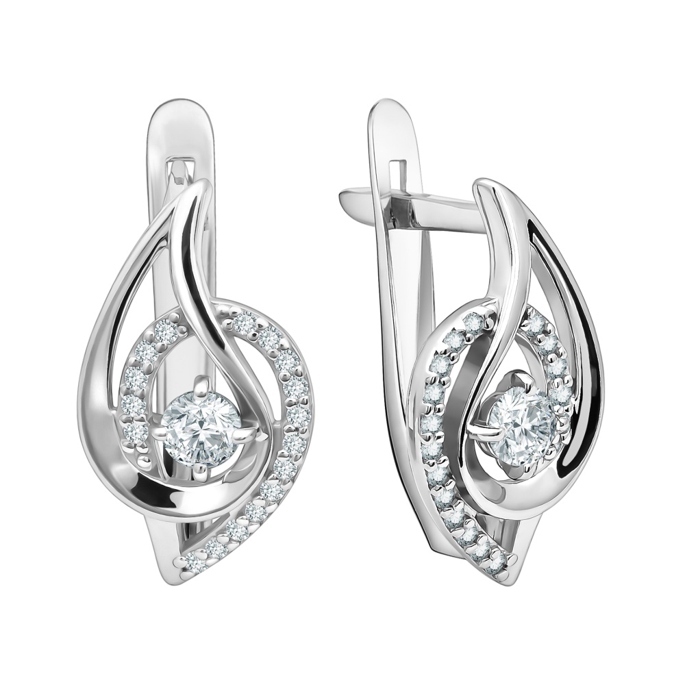 Серьги из серебра с фианитами
