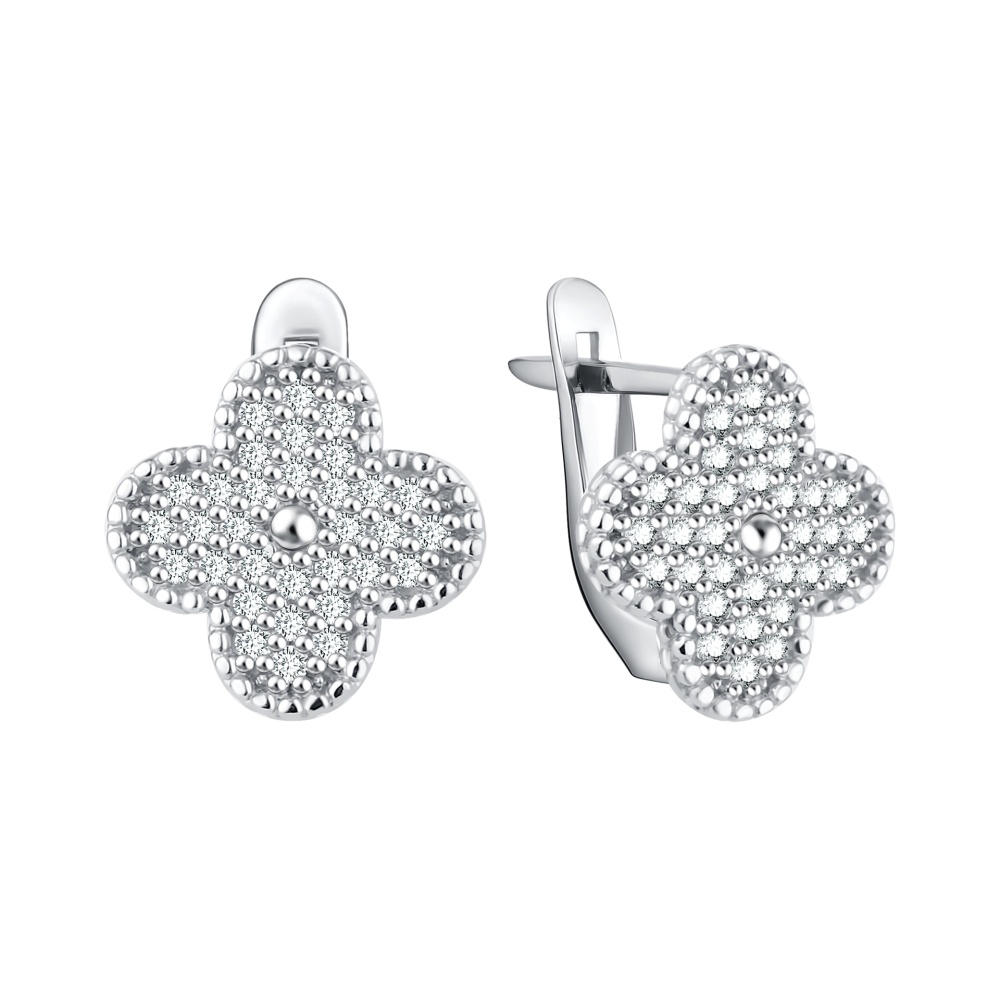 Серьги из серебра с фианитами