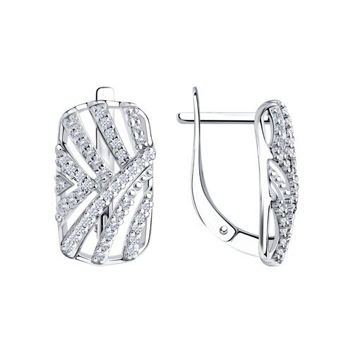 Серьги из серебра с фианитами