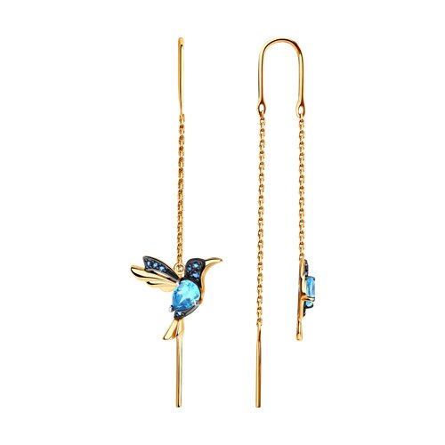 серьги золотые пробы 585 с топазом