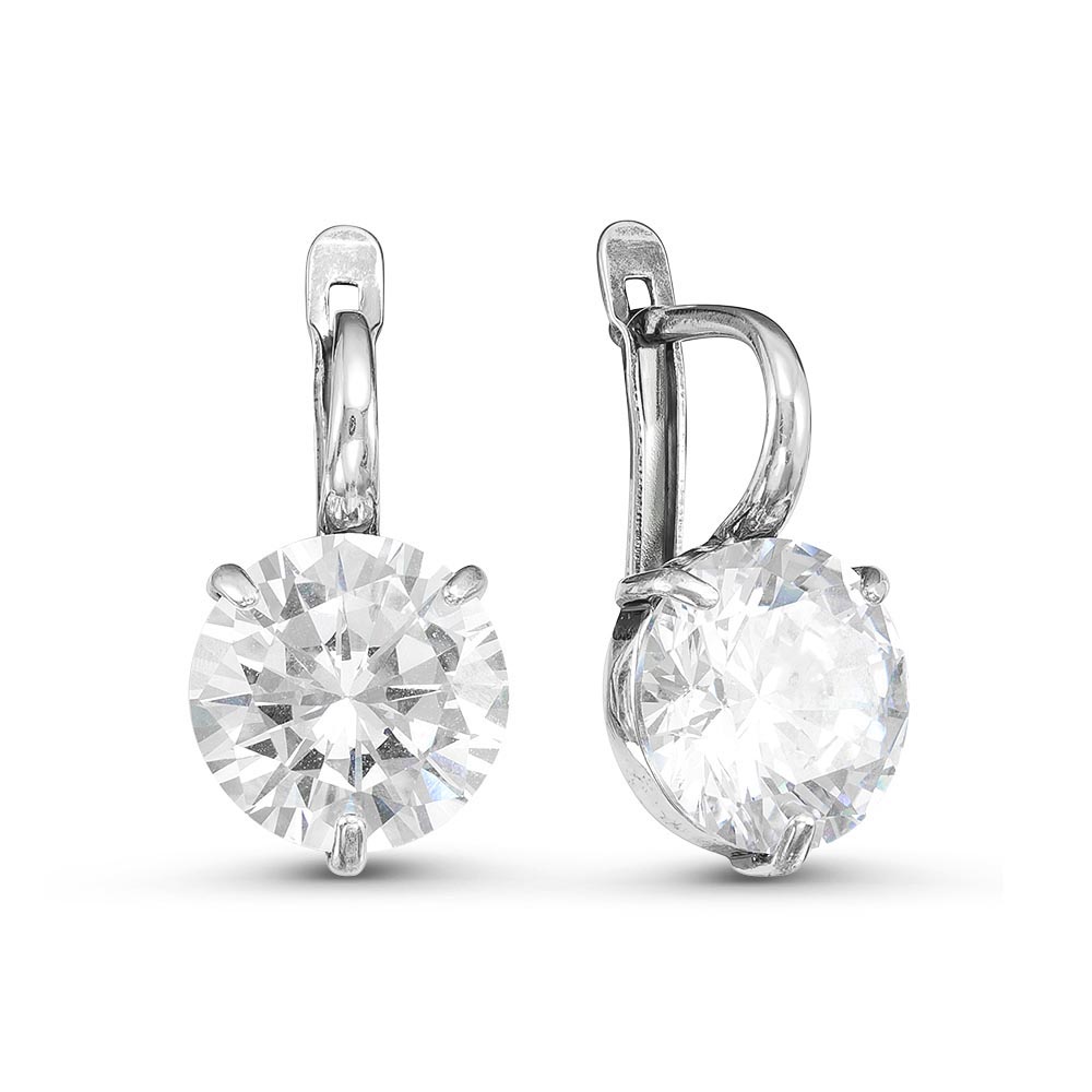 Серьги из серебра с фианитами