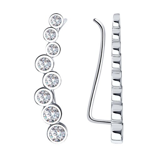 серьги-зажимы с фианитами