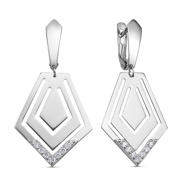 Серьги из серебра с фианитами