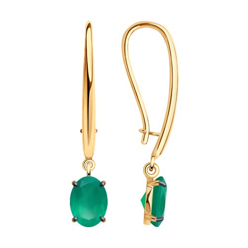 серьги золотые пробы 585 с агатом