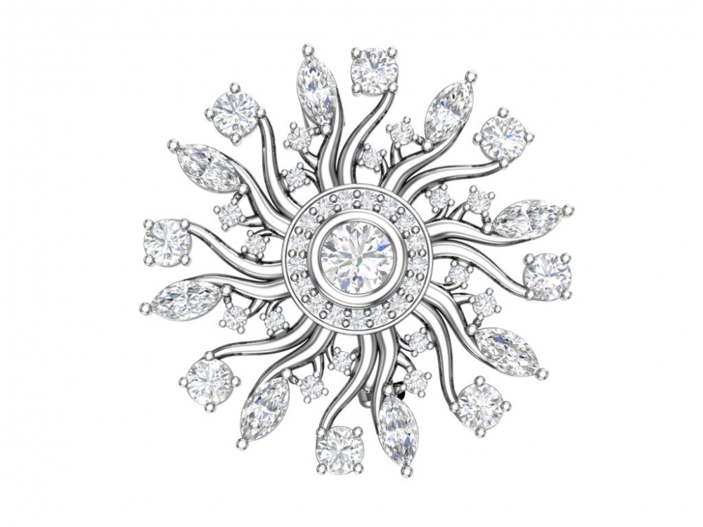 Брошь из серебра с фианитами