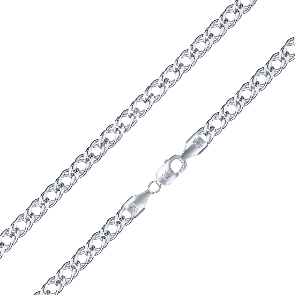 Цепь пустотелая из серебра