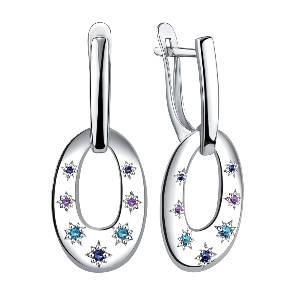 Серьги из серебра с фианитами