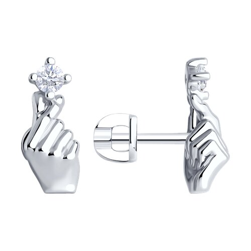 серьги из серебра с фианитами