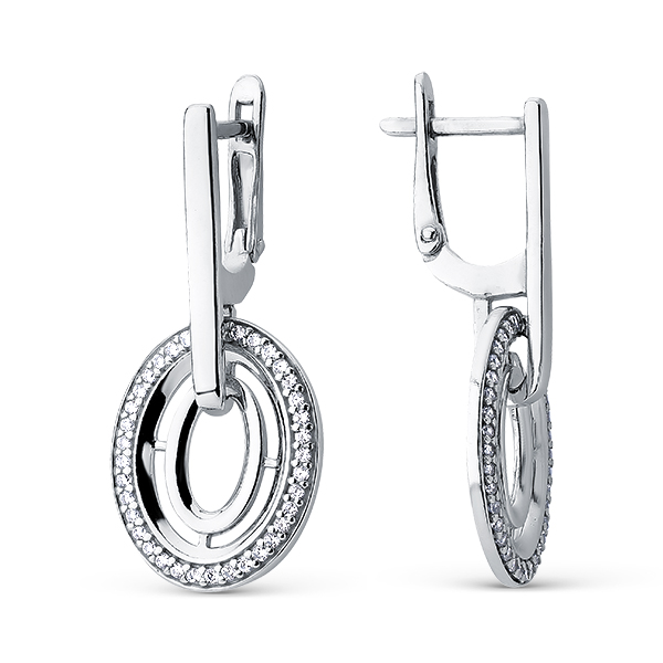 Серьги из серебра с фианитами