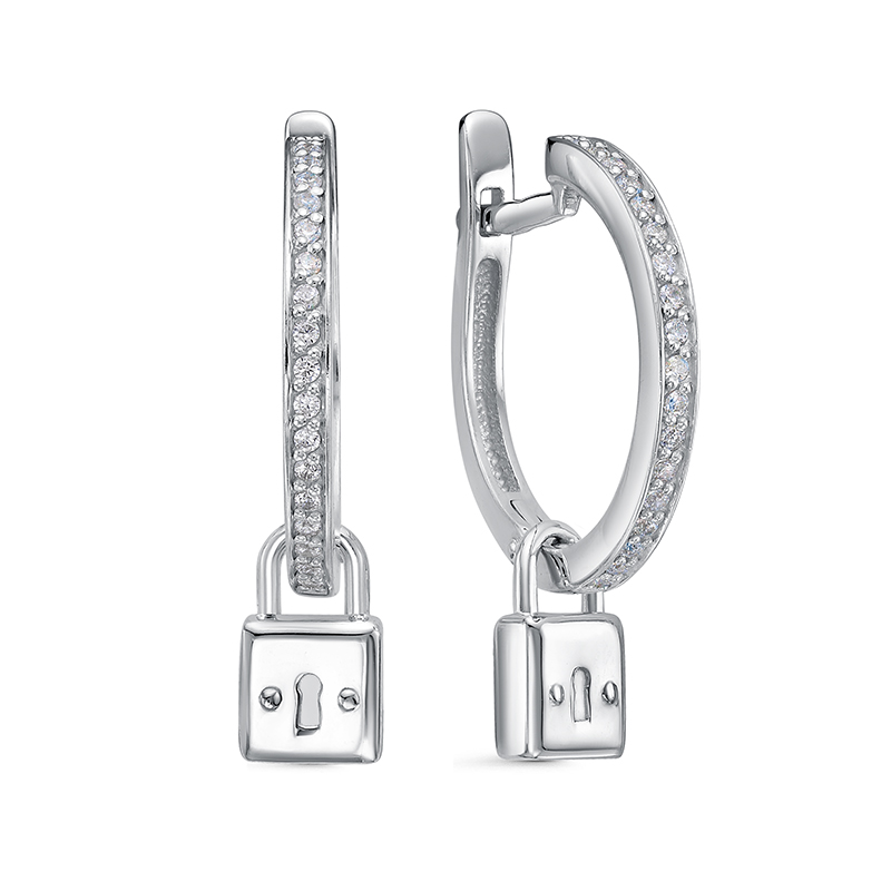 Серьги из серебра с фианитами