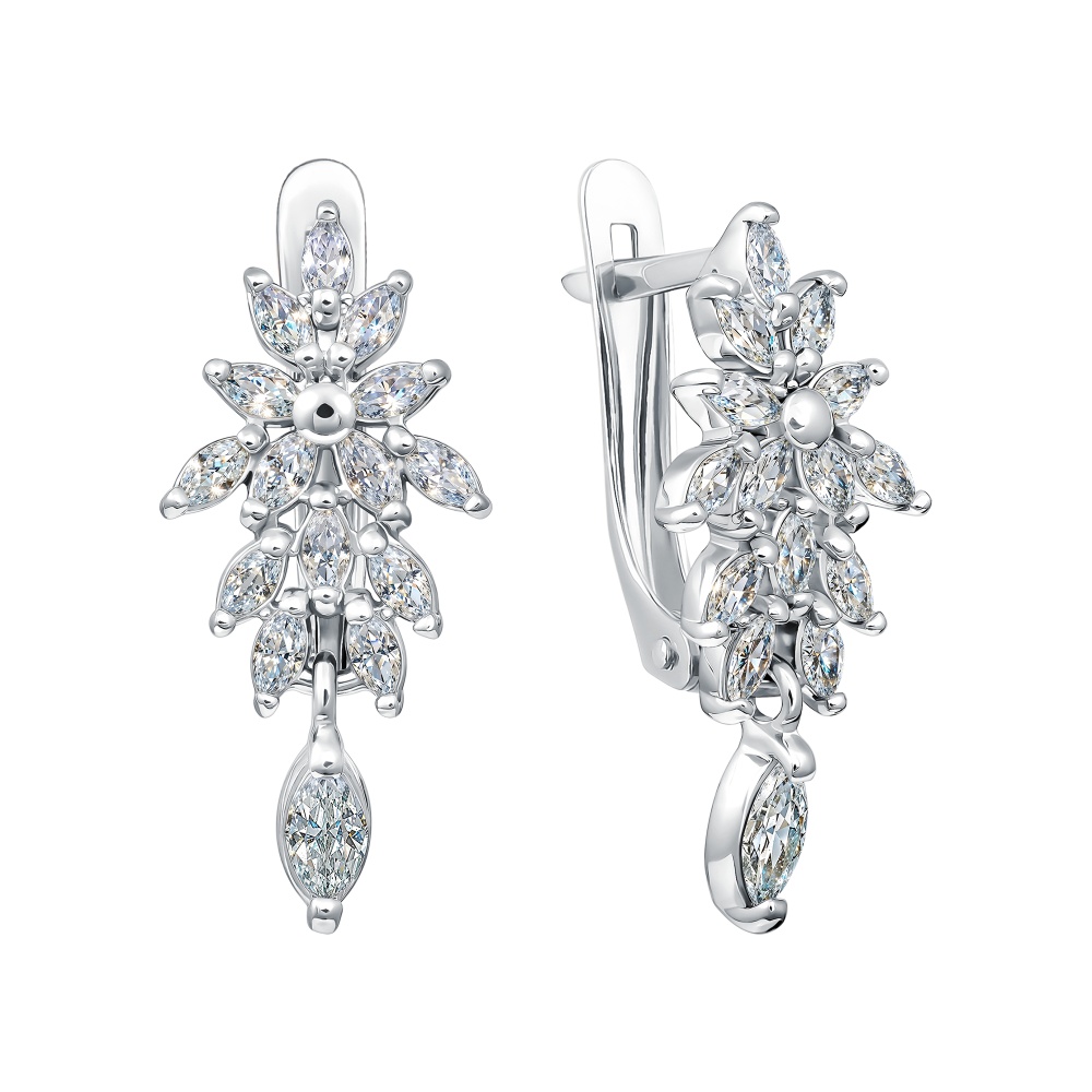 Серьги из серебра с фианитами