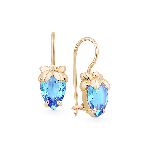 Детские серьги из золота с топазами swiss