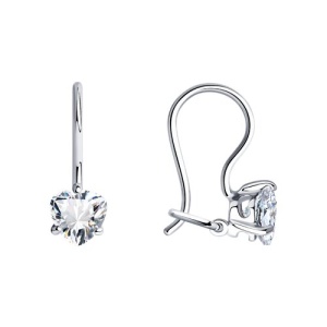 серьги из серебра с фианитами