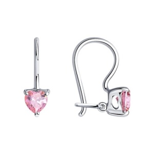 серьги из серебра с розовыми фианитами