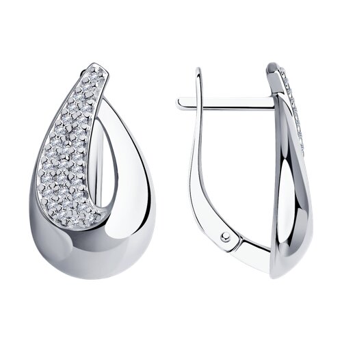 серьги из серебра с фианитами