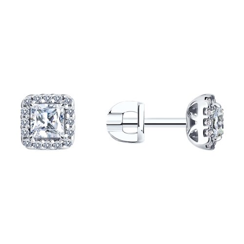 серьги из серебра с фианитами