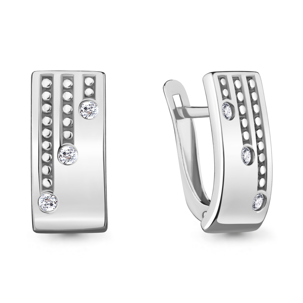 Серьги из серебра с фианитами