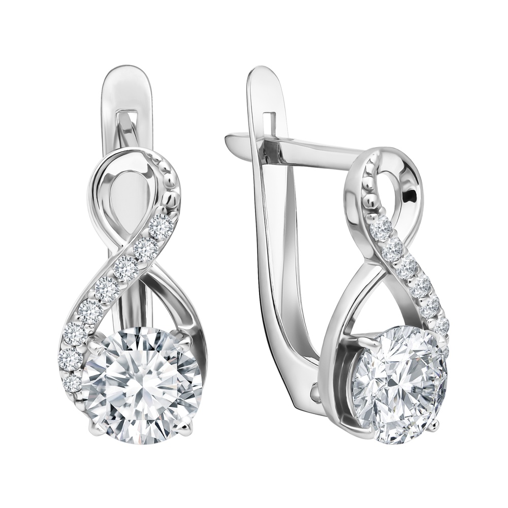 Серьги из серебра с фианитами