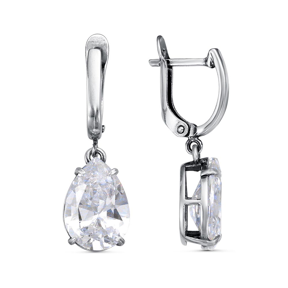Серьги из серебра с фианитами