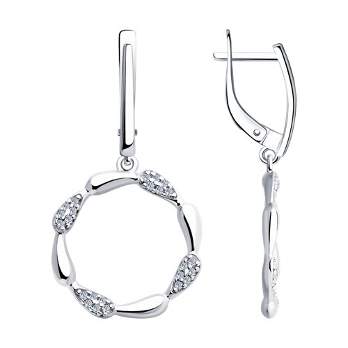 серьги из серебра с фианитами