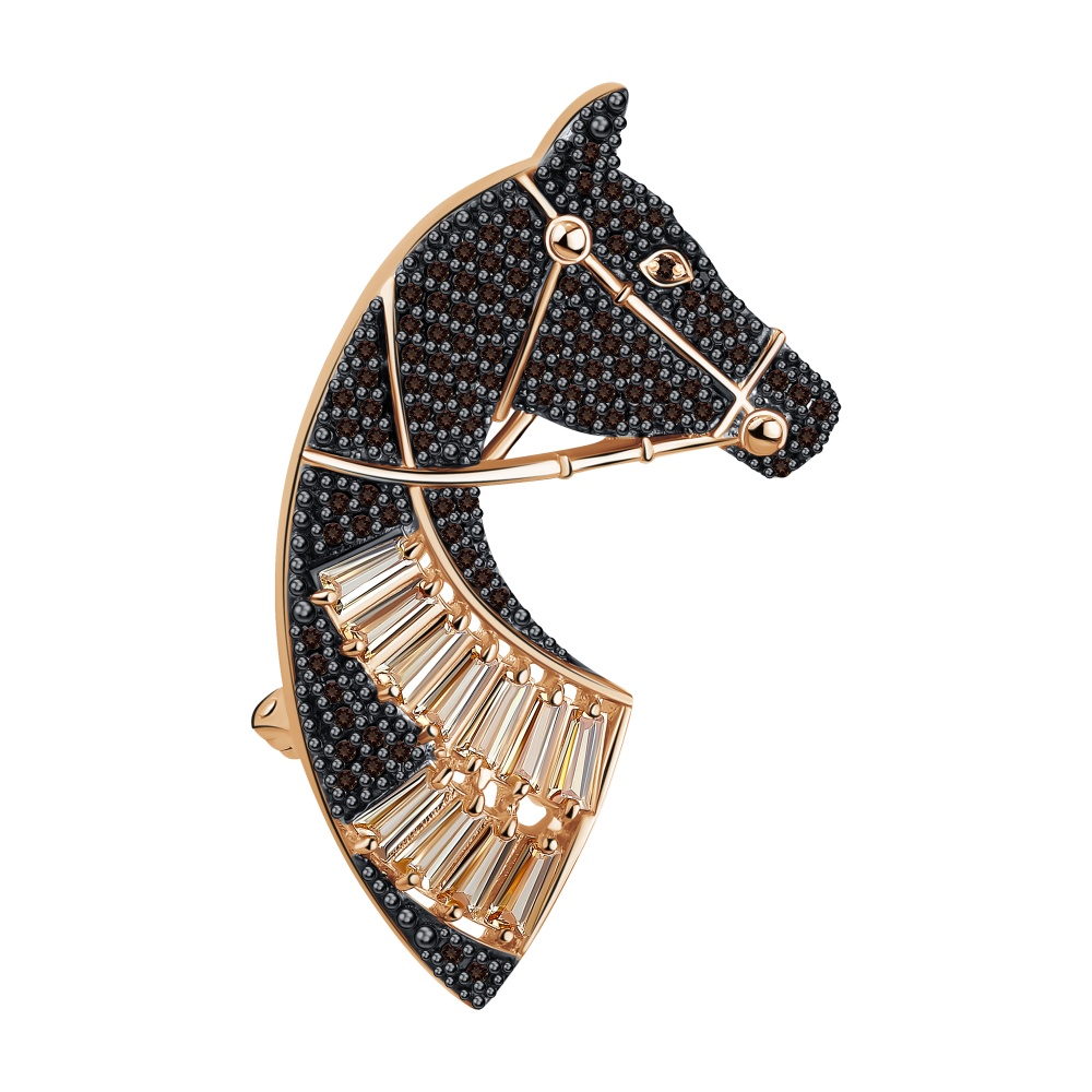 Брошь из серебра с фианитами