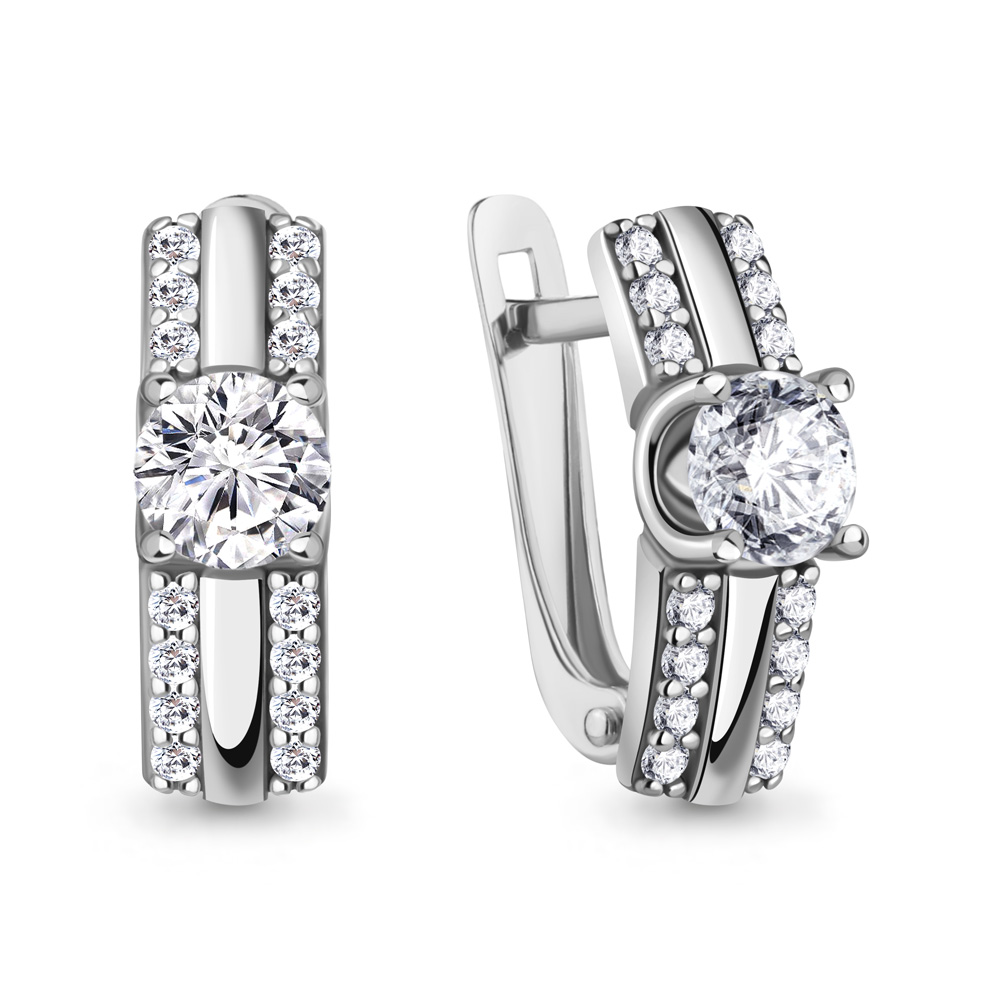 Серьги из серебра с фианитами