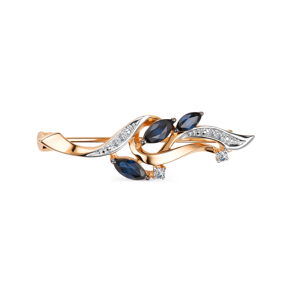 Брошь из золота с бриллиантами и сапфирами