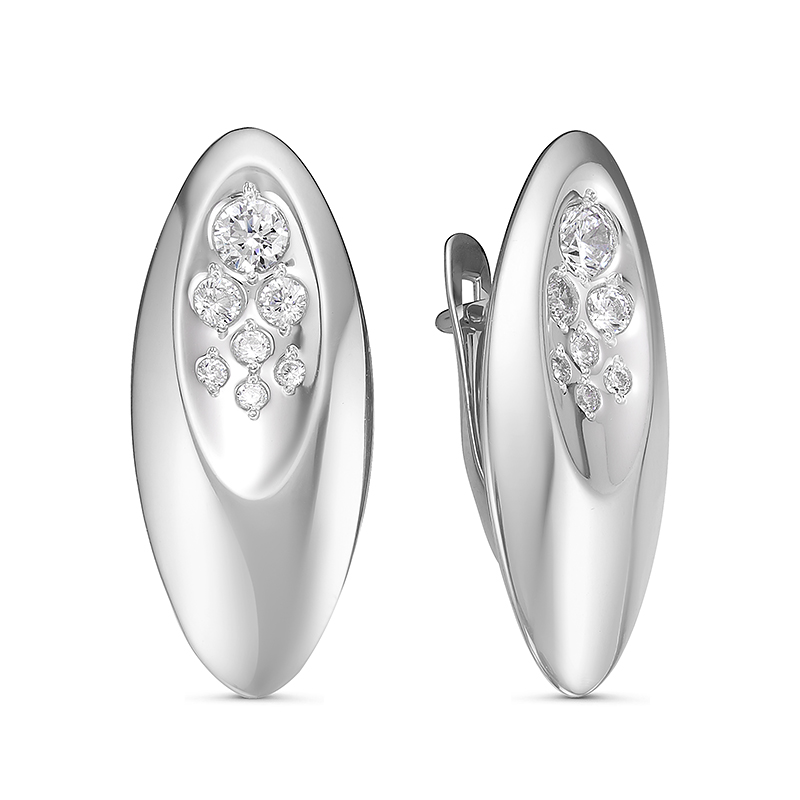 Серьги из серебра с фианитами