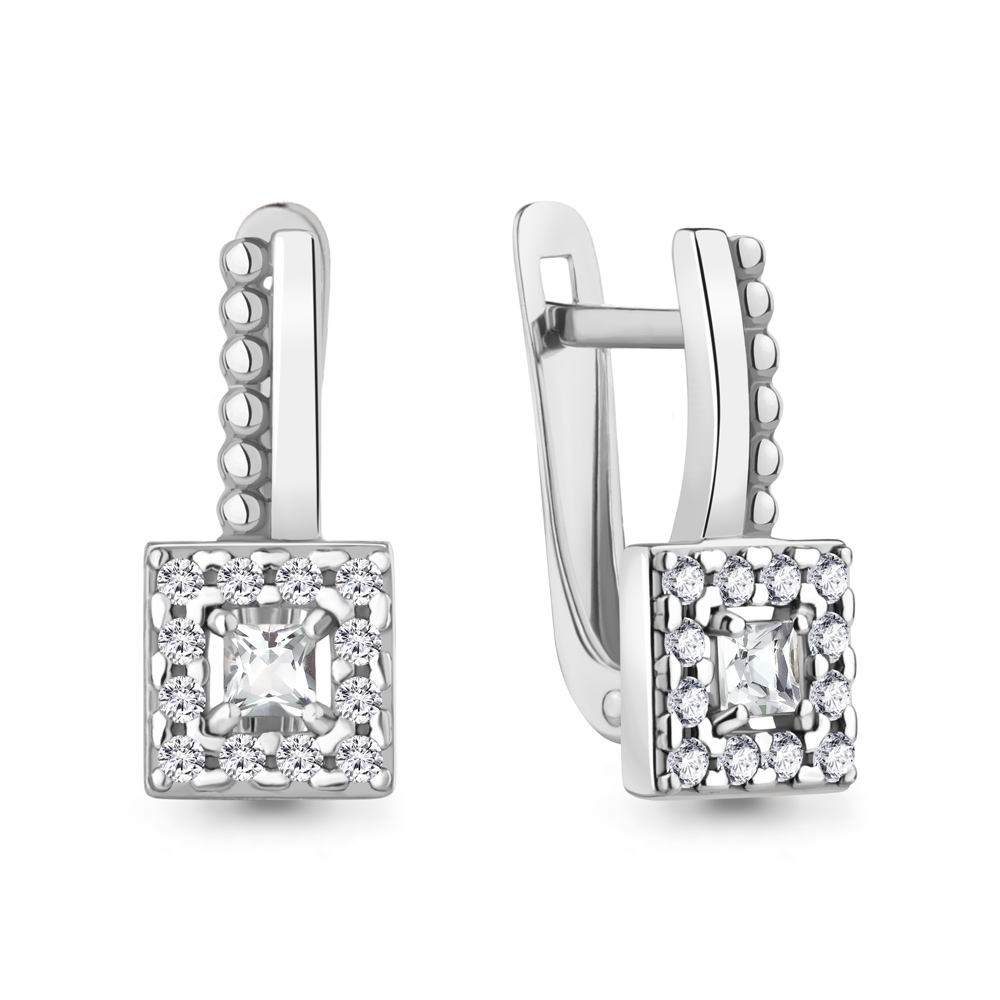 Серьги из серебра с фианитами