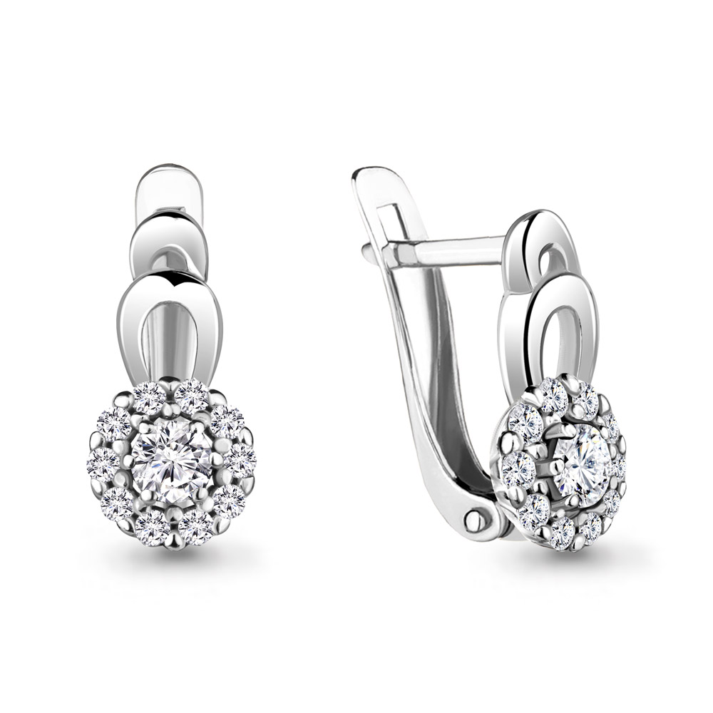 Серьги из серебра с фианитами