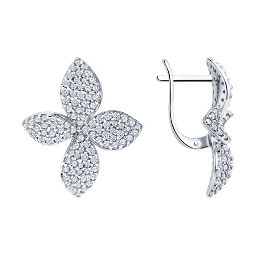 серьги из серебра с фианитами