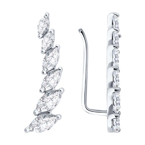 серьги из серебра с фианитами