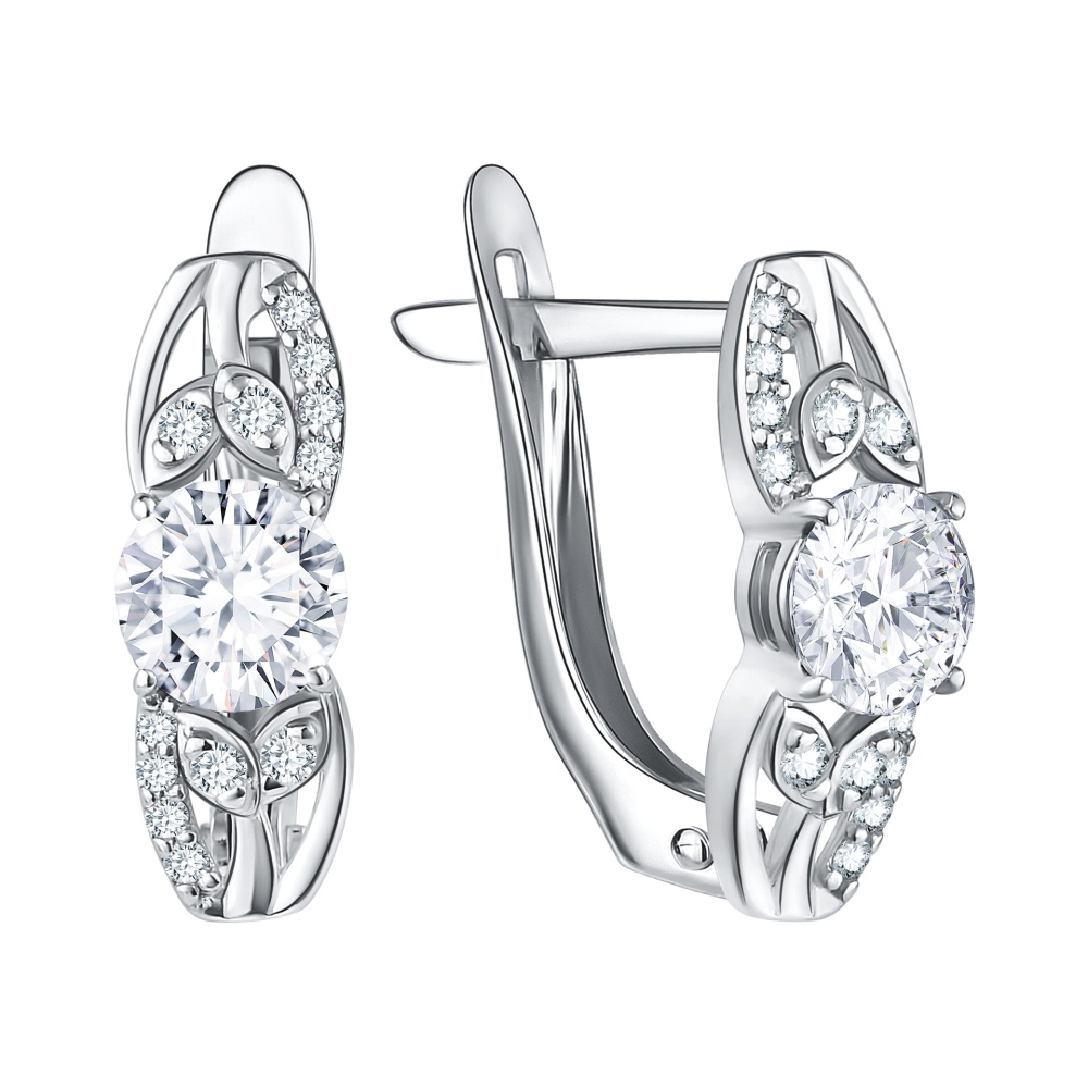 Серьги из серебра с фианитами