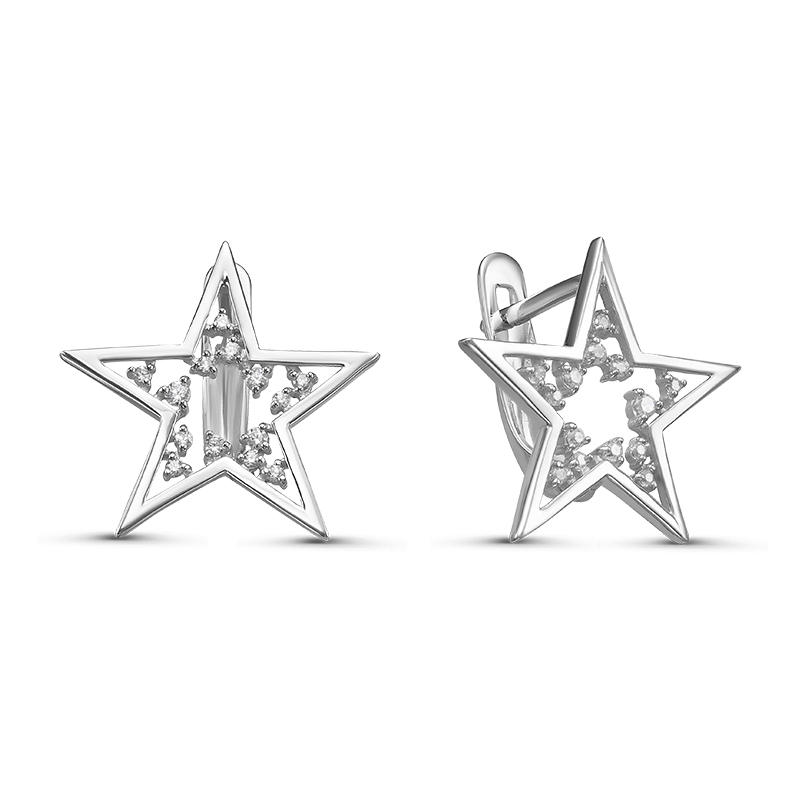 Серьги из серебра с фианитами