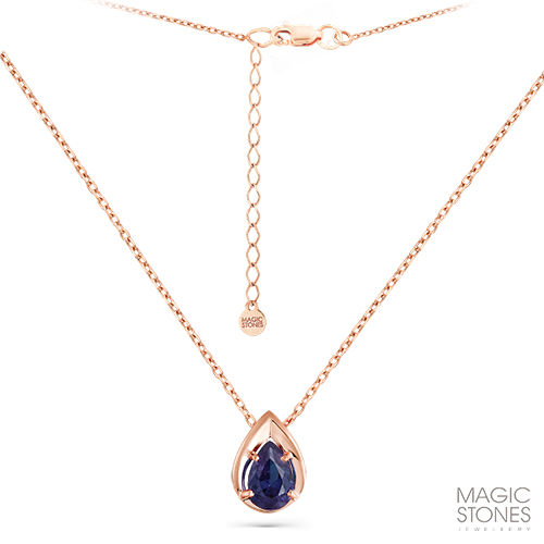 Колье из золота с корундом (синт.) сапфировым