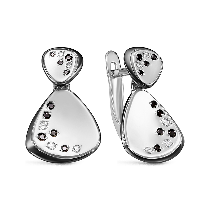 Серьги из серебра с фианитами